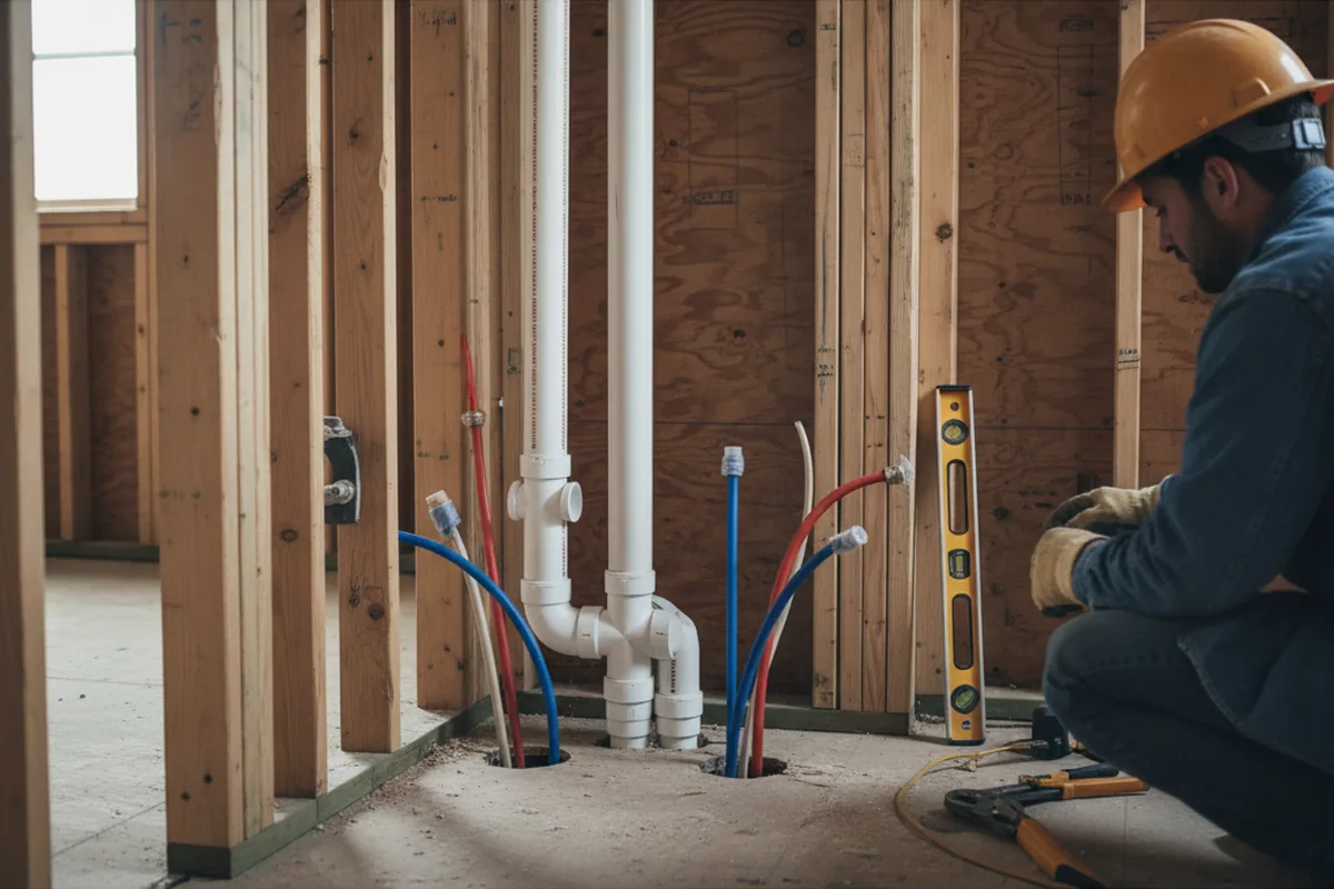 Drain and supply rough-in during Garbage Disposal Repair in Pacific Palisades