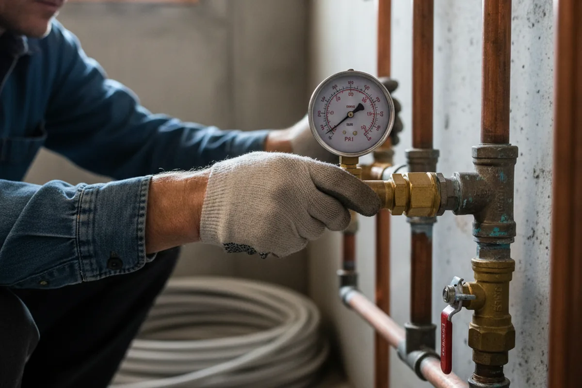 Pressure testing a repaired line during Water Line Repair in Pacific Palisades